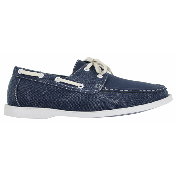 Mens Retro Denim Style Vintage Deck Boat Shoes Smart Casual Laced Navy Washed