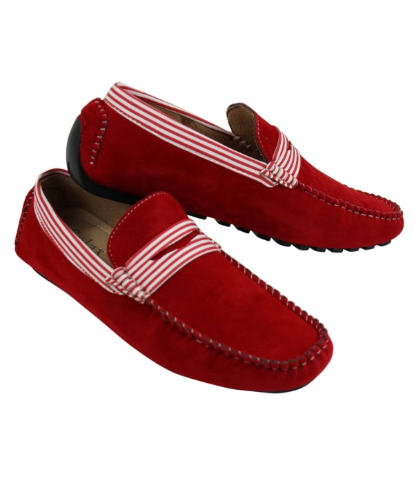 Mens Suede Deck Boat Shoes Stripe Slip On Summer Smart Casual Italian