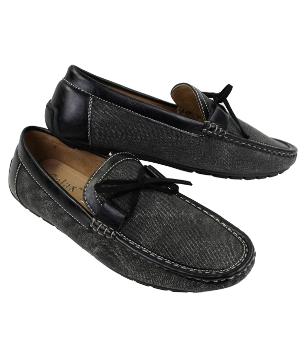 Mens Slip On Denim Leather Lace Moccasin Shoes Smart Casual Italian Tan Navy