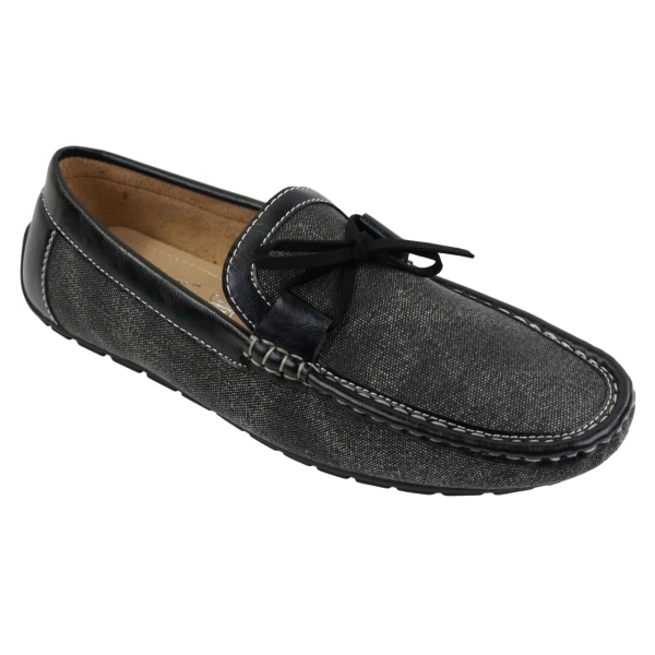 Mens Slip On Denim Leather Lace Moccasin Shoes Smart Casual Italian Tan Navy