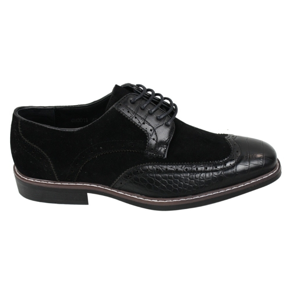 Mens Black Brown Suede & Snake Leather Brogues Shoes Gatsby Vintage