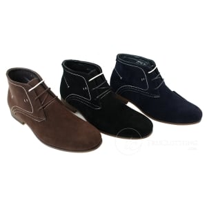 Mens Casual Suede Look Desert Ankle Boots Brown Black Navy Blue Leather Lined