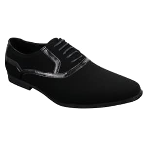 Mens Laced Black Shoes Smart Casual Suede Shiny Patent Leather Trim