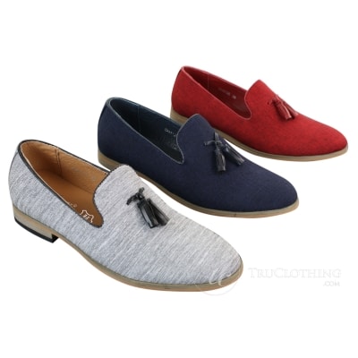 Galax GH3126 - Mens  Slip On Tassel Driving Shoes Loafers Light Smart Casual Black Blue Italian