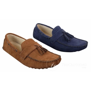 Mens Suede Brown Navy Tassle Loafers Driving Shoes Moccasins Slip On Leather