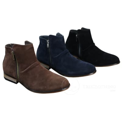 Mens Italian Suede Slip On Zip Ankle Boots Smart Casual Desert Chelsea Dealer