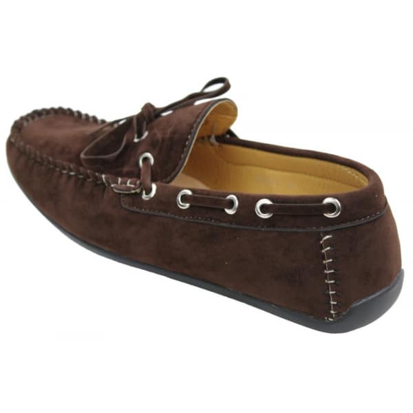 Mens Deck Boat Moccasin Suede Leather Lace Up Shoes Italian Brown Blue