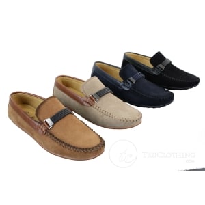 Galax ZD71 – Mens Slip On Suede PU Leather Driving Shoes Buckle Moccasin Casual