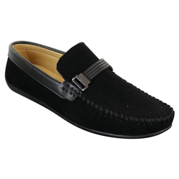 Galax ZD71 - Mens Slip On Suede PU Leather Driving Shoes Buckle Moccasin Casual