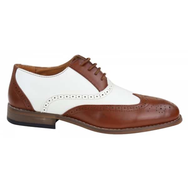 Mens Brown/White Brogue Shoes