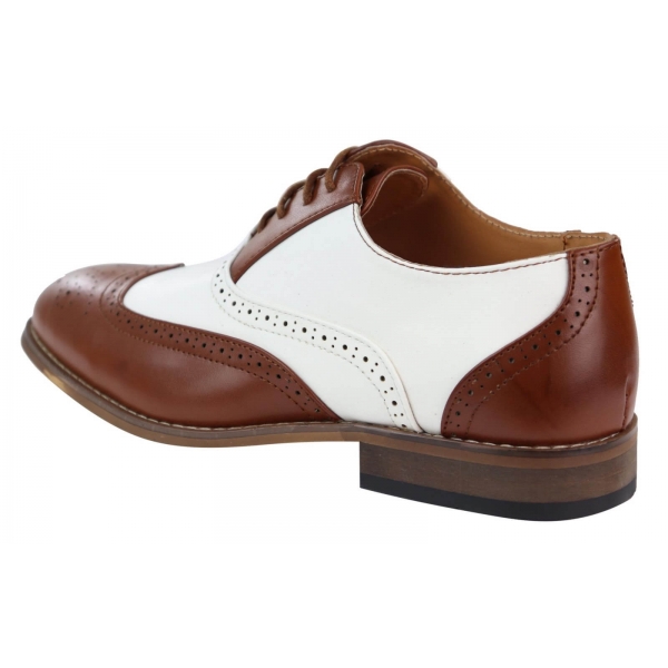 Mens Brown/White Brogue Shoes