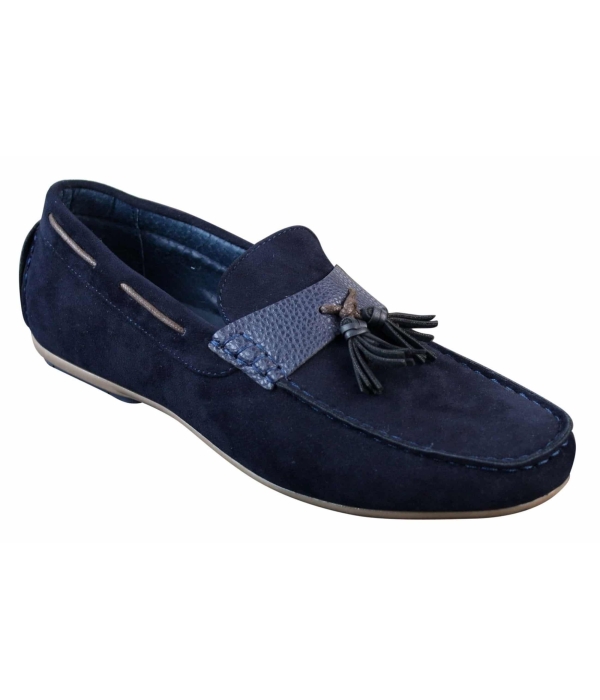 Mens Slip On Leather Inner PU Suede Driving Shoes Tassle Loafers Smart Casual