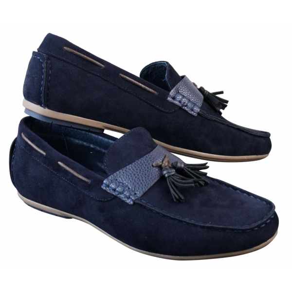 Mens Slip On Leather Inner PU Suede Driving Shoes Tassle Loafers Smart Casual