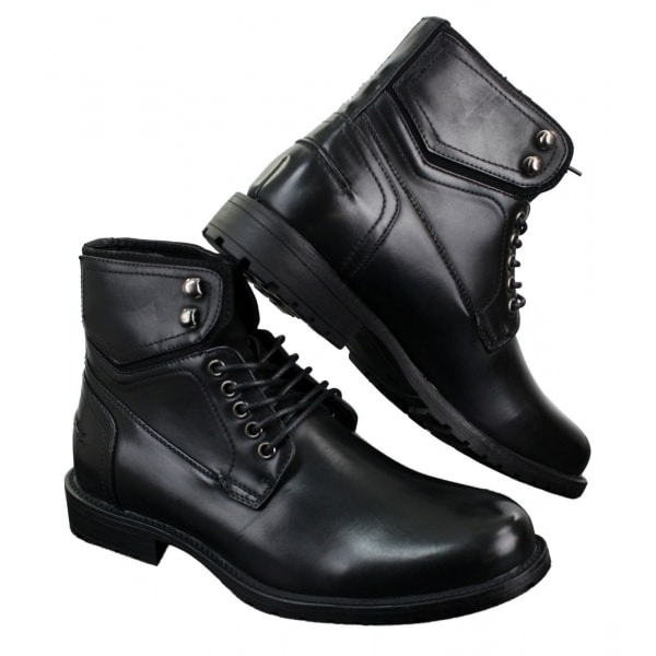 Mens Laced Military Army Casual Ankle Boots Leather Boots Black Brown