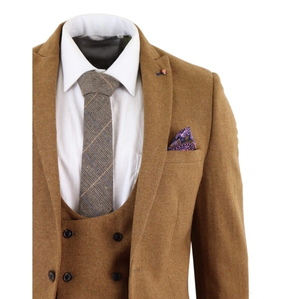 Harry Brown - Mens Tan Brown Wool 3 Piece Suit