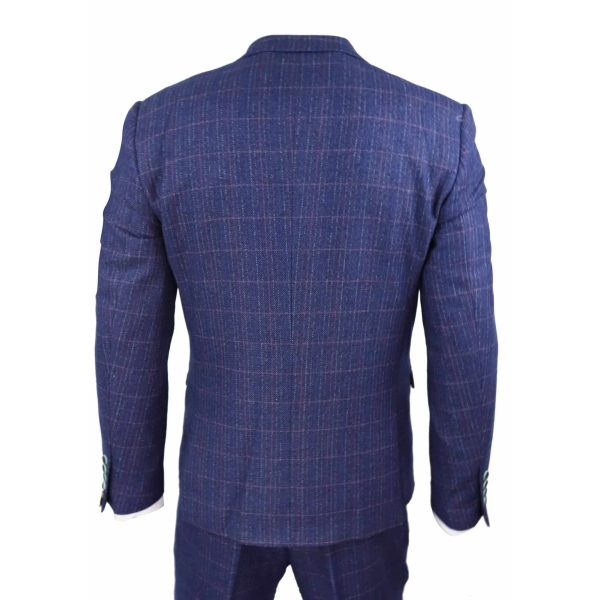 Mens Blue Purple Check 3 Piece Suit