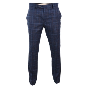 Mens Tweed Check Vintage Trousers – Navy