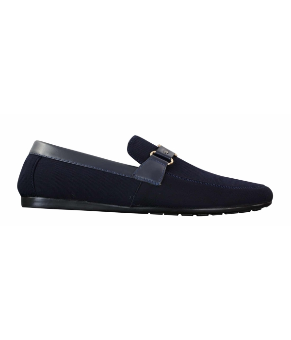 Fiorello HD0112-03 - Mens Iconic Black Navy Italian Design Slip On Smart Casual Loafers Mocassins Driving Shoes