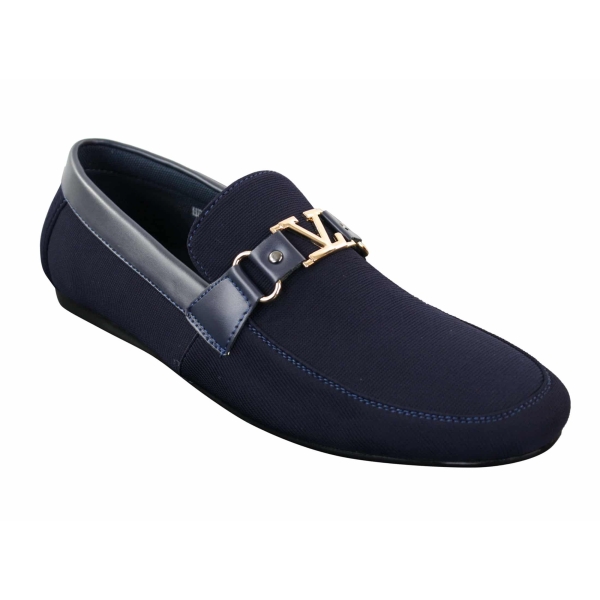 Fiorello HD0112-03 - Mens Iconic Black Navy Italian Design Slip On Smart Casual Loafers Mocassins Driving Shoes