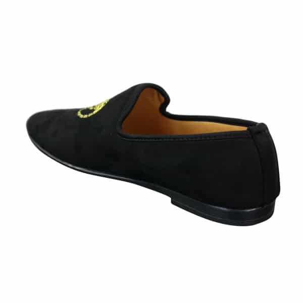 Fiorello HD0112-04 - Mens Black Iconic Medusa Slip On Loafers Moccasins Driving Shoes PU Suede Italian