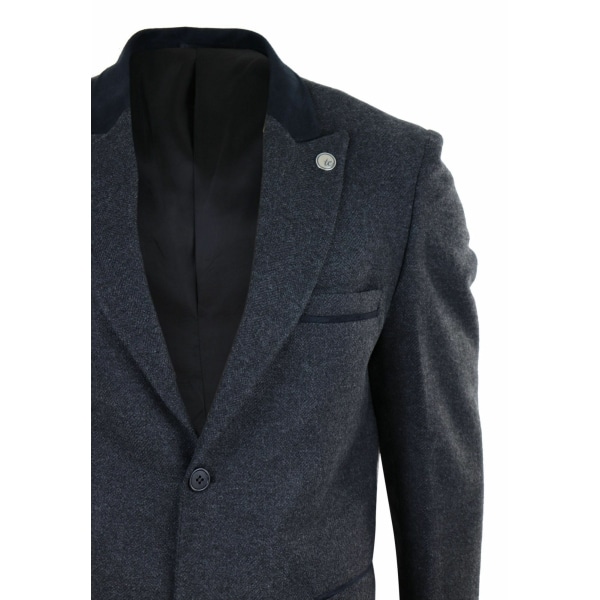 Herringbone Tweed 3/4 Long Overcoat-Charcoal