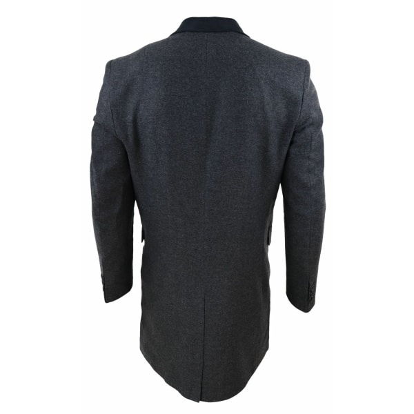 Herringbone Tweed 3/4 Long Overcoat-Charcoal