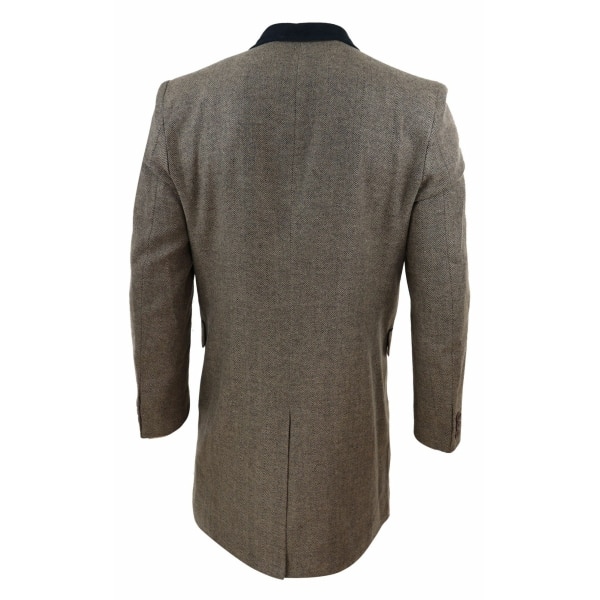 Herringbone Tweed 3/4 Long Overcoat-Oak