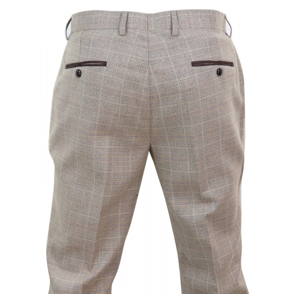 Mens Beige Tweed Trousers