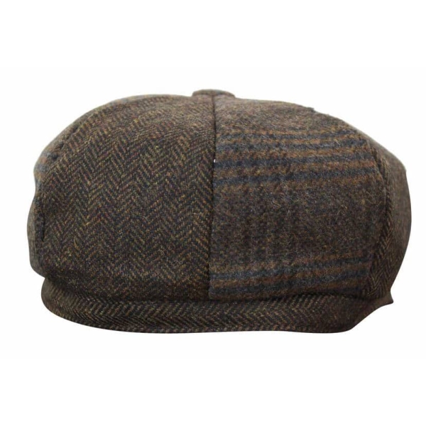 HT6325 - Mens Check Herringbone Tweed Mix Newsboy 8 Panel Hat