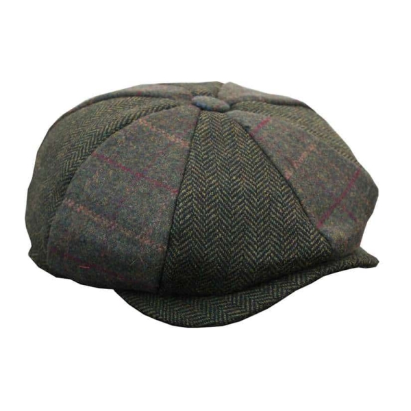 HT6325 - Mens Check Herringbone Tweed Mix Newsboy 8 Panel Hat