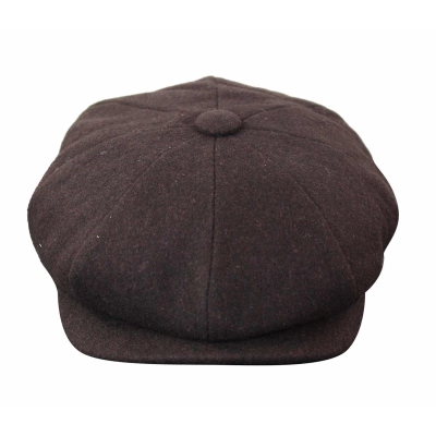 HT6363 - Mens Vintage Tweed Newsboy Peaky Blinders Cap - Brown/Wine