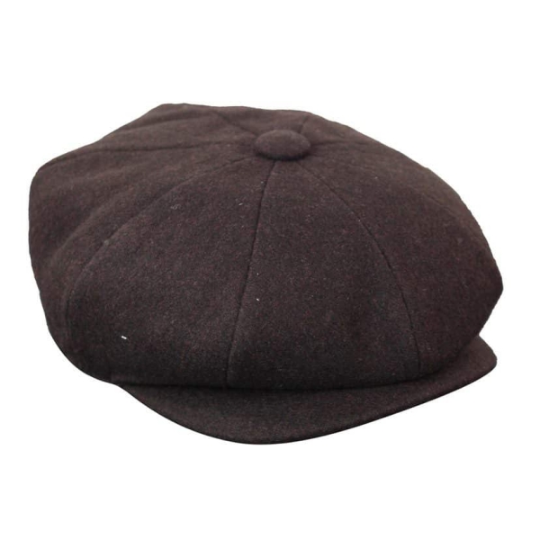 HT6363 - Mens Vintage Tweed Newsboy Peaky Blinders Cap - Brown/Wine