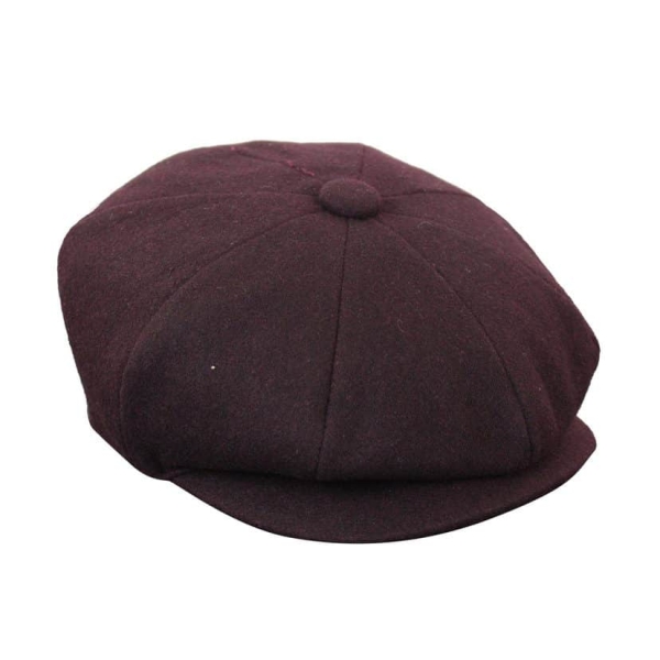 HT6363 - Mens Vintage Tweed Newsboy Peaky Blinders Cap - Brown/Wine