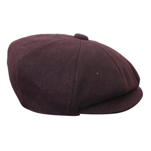 HT6363 - Mens Vintage Tweed Newsboy Peaky Blinders Cap - Brown/Wine