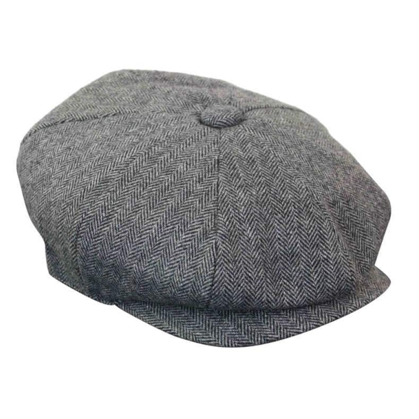 HT6364 - Mens Herringbone Tweed Newsboy Peaky Blinders Hat