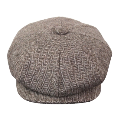 HT6364 - Mens Herringbone Tweed Newsboy Peaky Blinders Hat