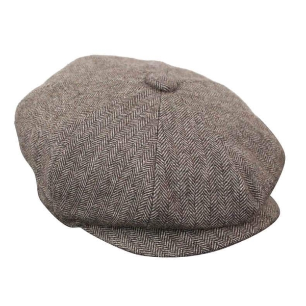 HT6364 - Mens Herringbone Tweed Newsboy Peaky Blinders Hat