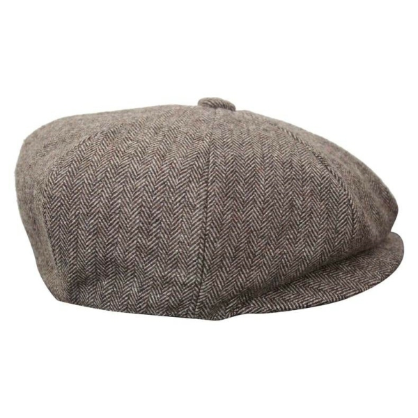 HT6364 - Mens Herringbone Tweed Newsboy Peaky Blinders Hat