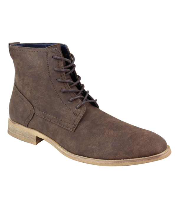 Mens Matt Leather Laced Peaky Blinders Boots