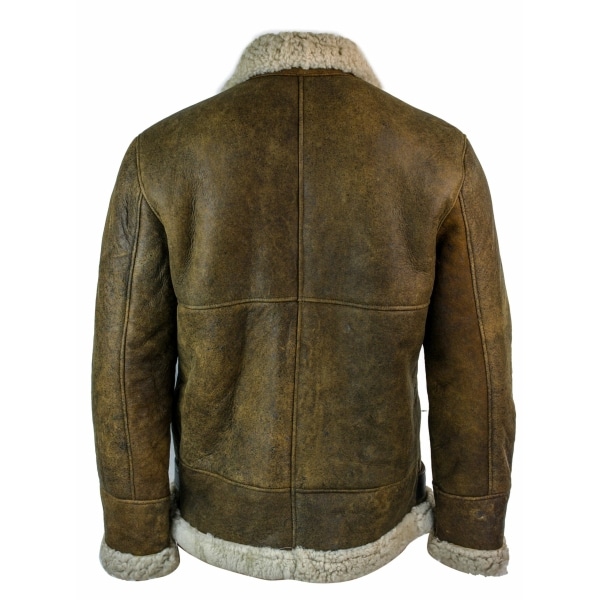 Infinity EK02 Mens Vintage Antique Sherling Sheepskin Cream Fur Air Force Pilot RAF Jacket