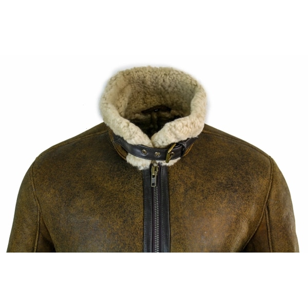 Infinity EK02 Mens Vintage Antique Sherling Sheepskin Cream Fur Air Force Pilot RAF Jacket