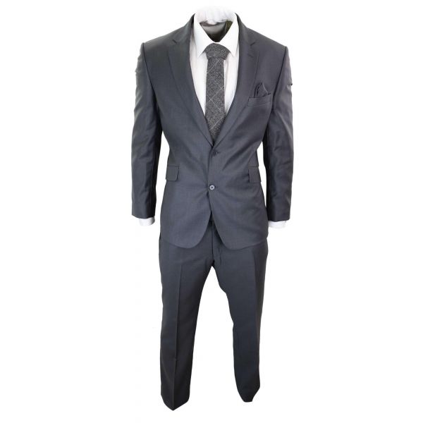 Mens Grey Wool Formal Suit