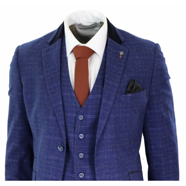 Cavani Kaiser - Men's Blue Tweed Check Suit