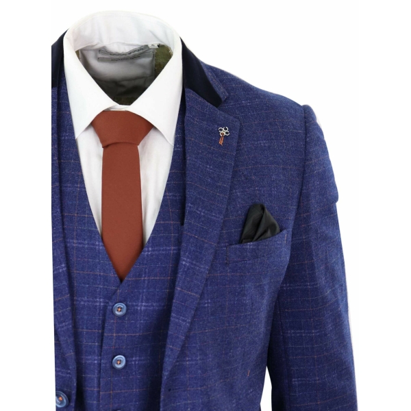 Cavani Kaiser - Men's Blue Tweed Check Suit