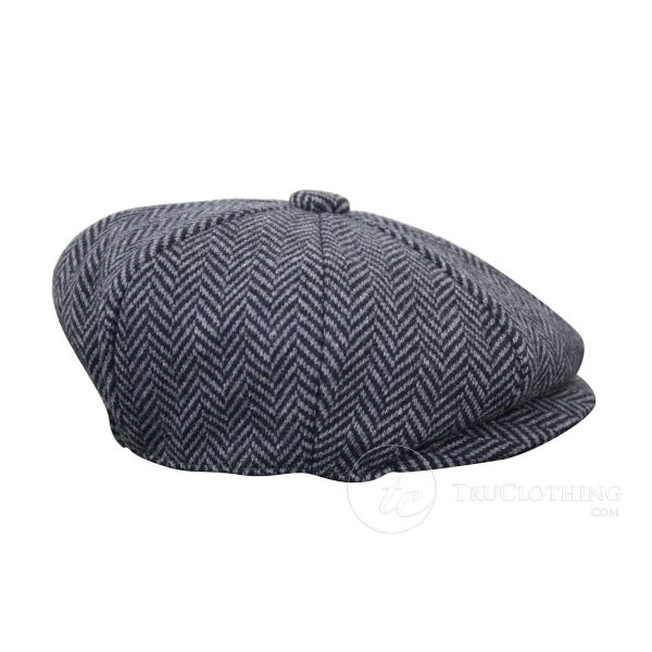 Kids Peaky Blinders Newsboy Tweed Herringbone 8 Panel Hat