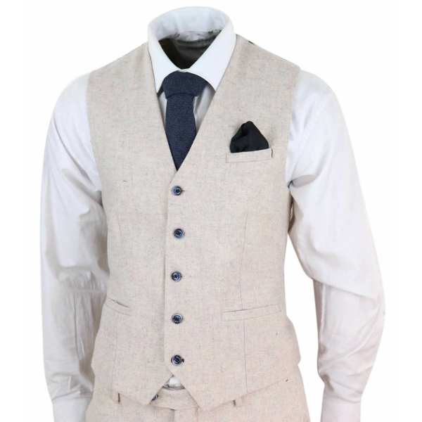 Mens Cream Vintage 3 Piece Suit