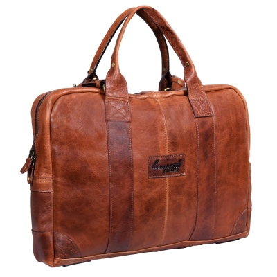 Real Leather Carry On Overnight Bag - Tan,