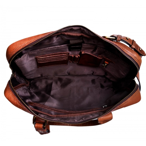 Real Leather Carry On Overnight Bag - Tan,