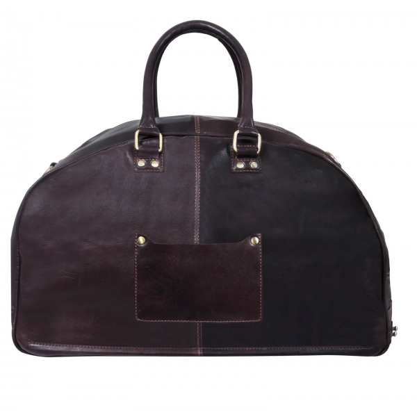 Mens Hand Made Real Leather Travel Bag - Brown