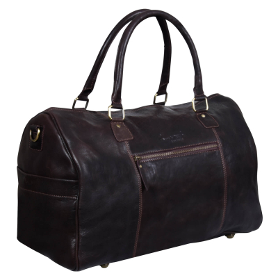 Genuine Leather Vintage Carry On Travel Bag - Brown